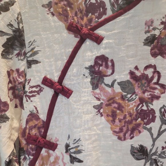 Minibee Asian Inspired Cotton Linnen Floral Dress Size Large NWT - Picture 8 of 10